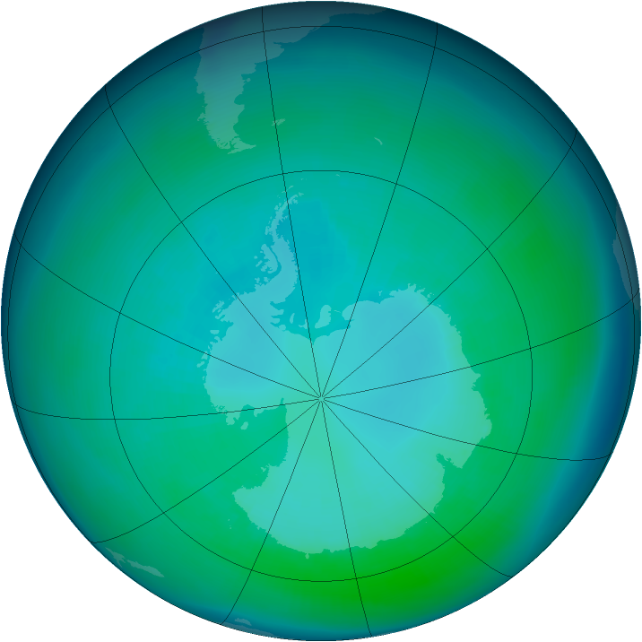 Antarctic ozone map for April 1993